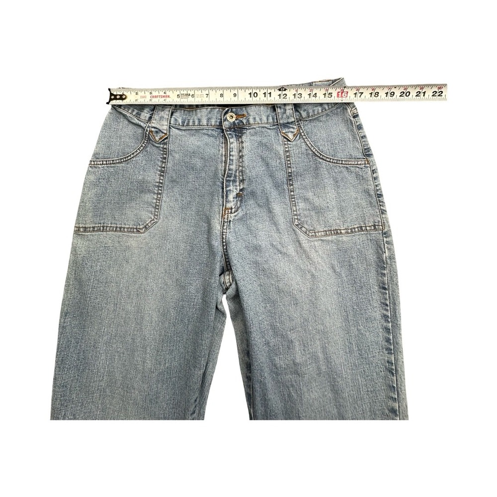 Lee Jeans Womens 16L Blue Riveted Flare Stretch Light Wash Patch Pocket Denim - Picture 5 of 12